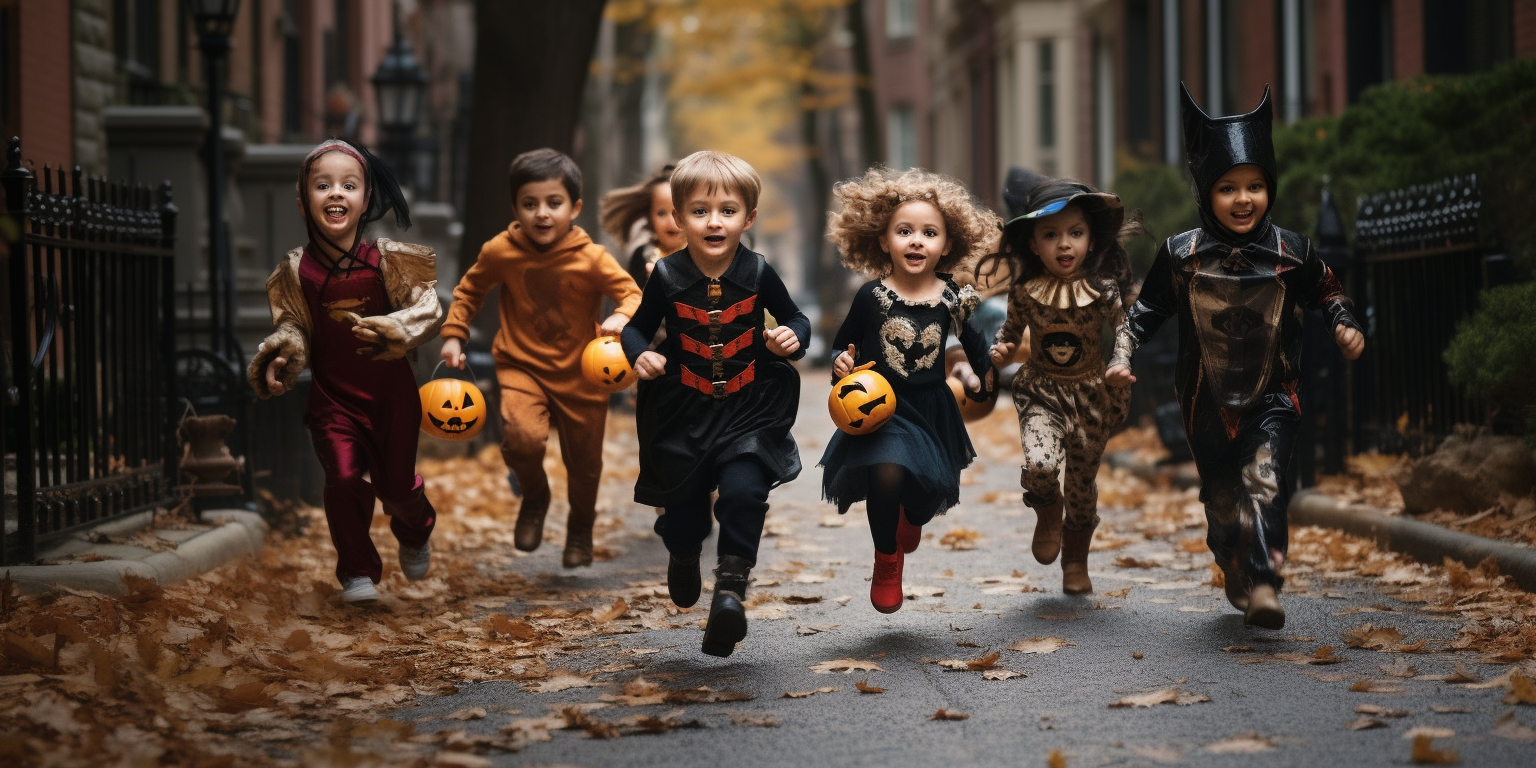 Children trick-or-treating on Halloween