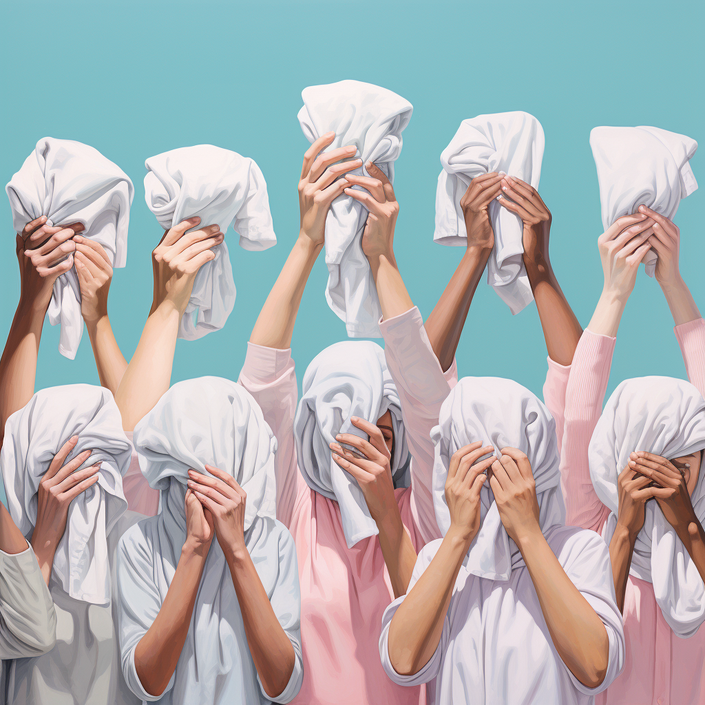 Group of people holding towels on beach