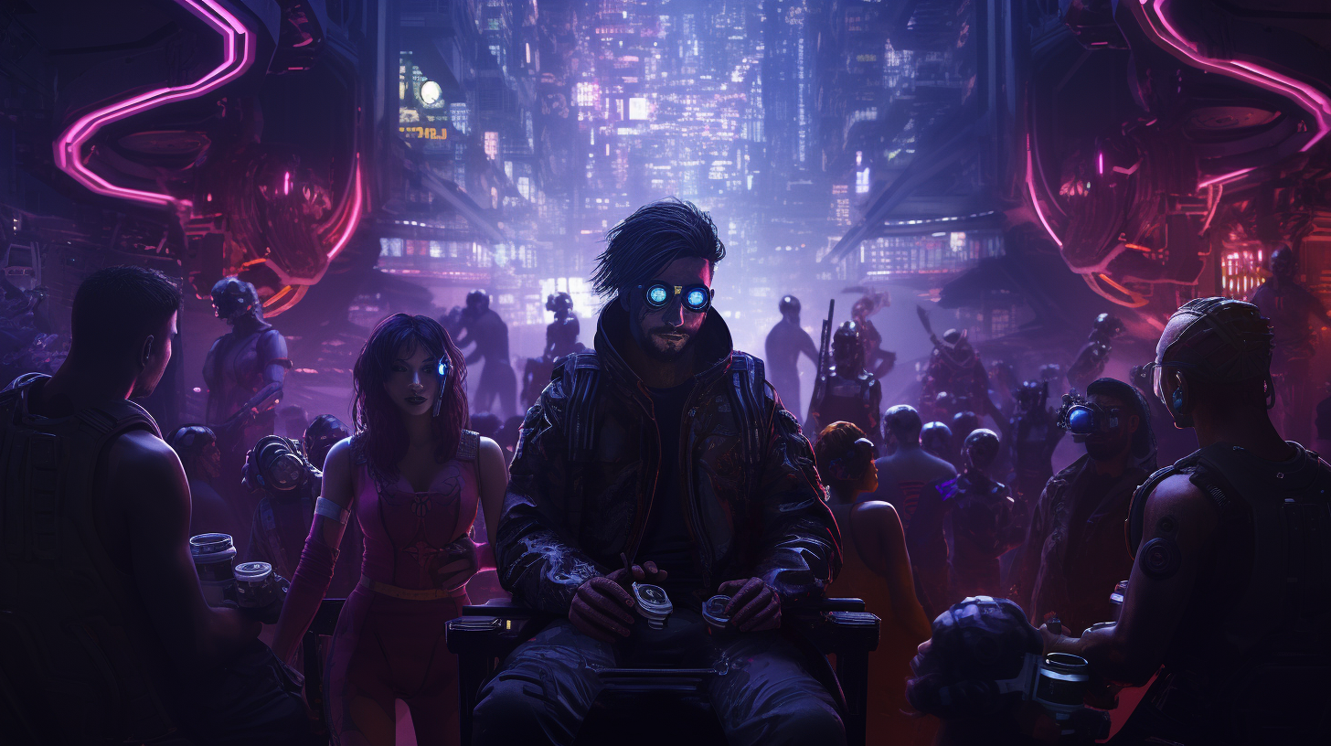 Group of people in neon lights