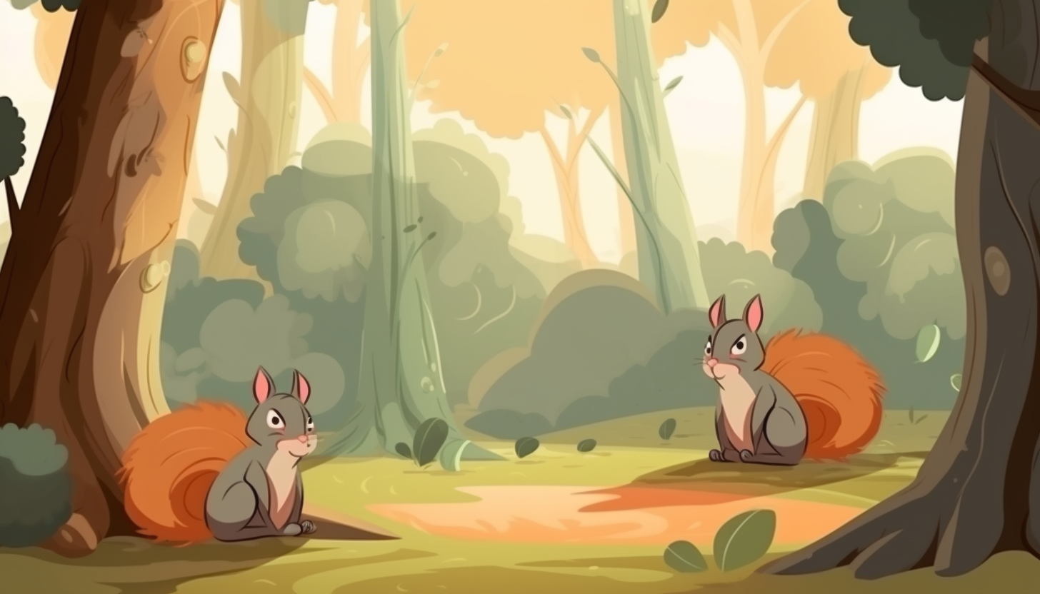 Squirrels in natural forest setting