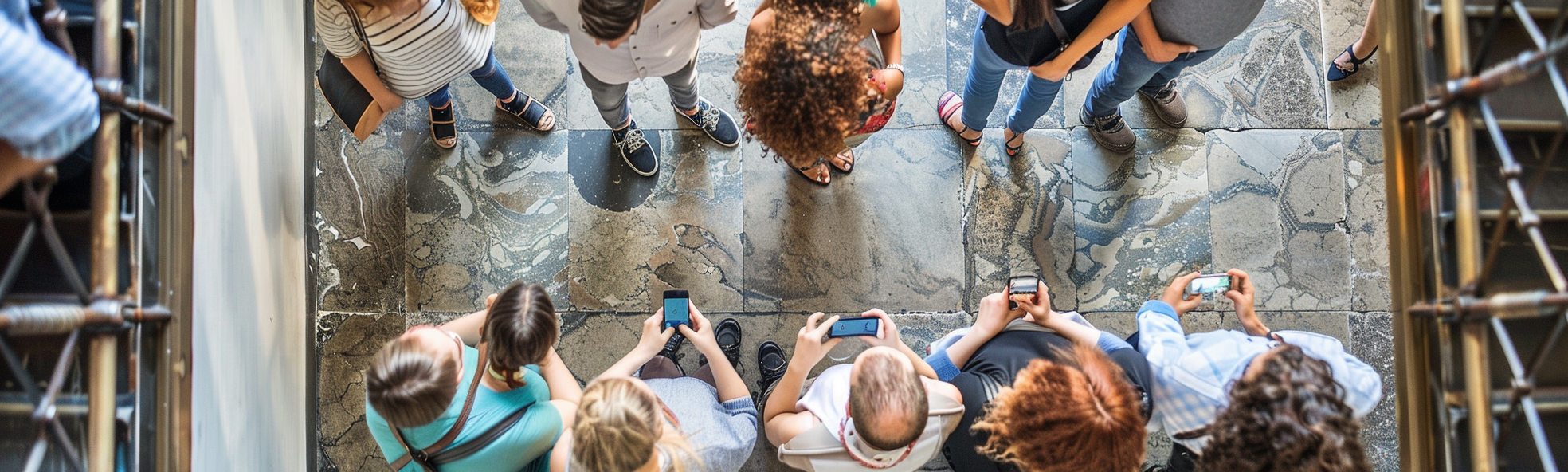 Adults in Milan using phone