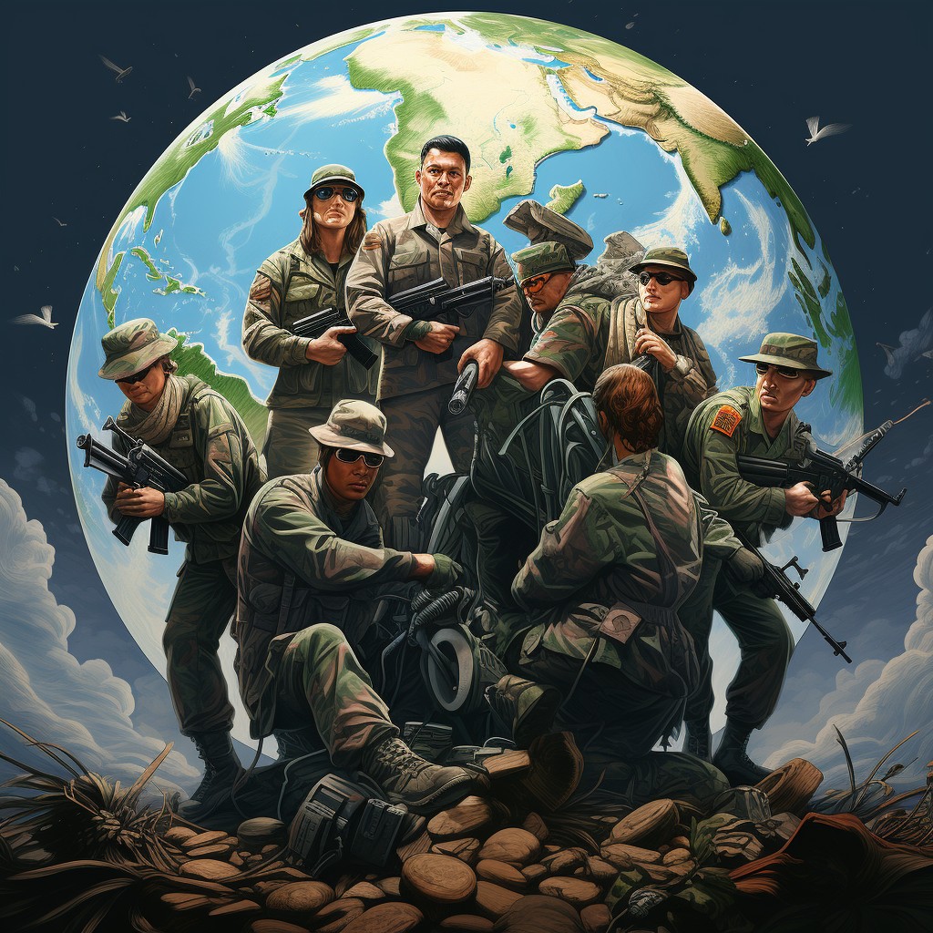 Illustration of vets protecting the earth