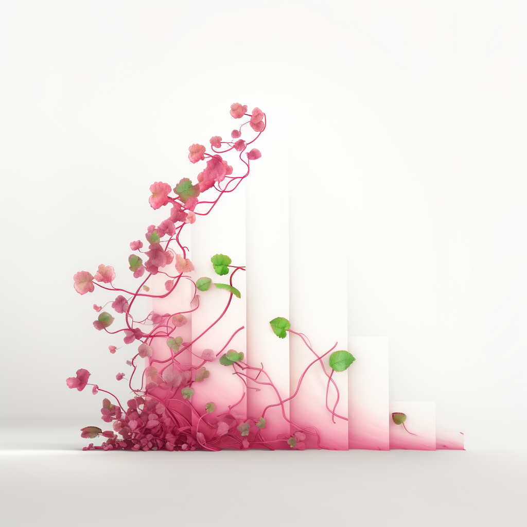 Beautiful Growth Graph Chart with Pink and Green Vines