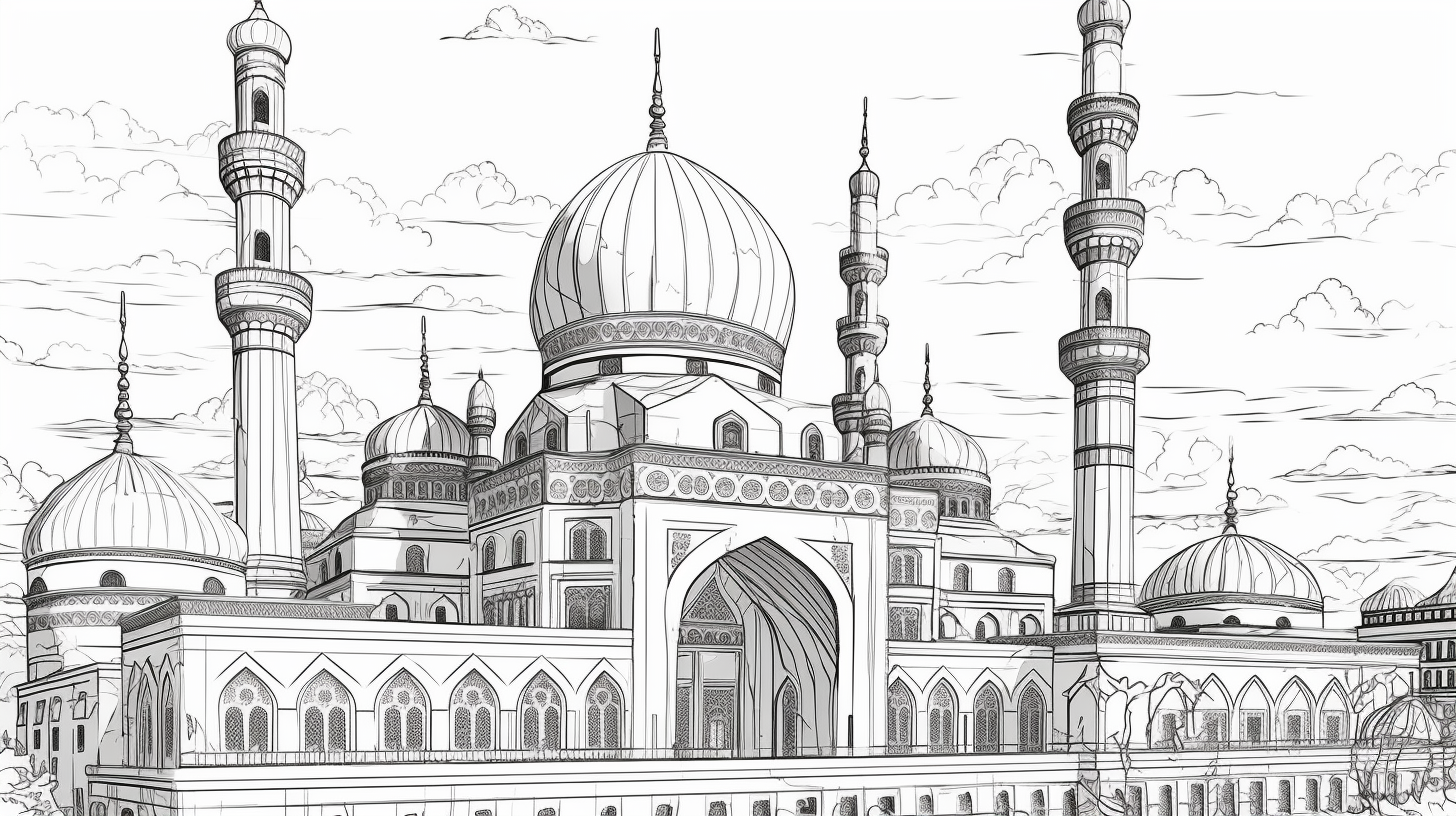 Coloring book art of Grozny Mosque