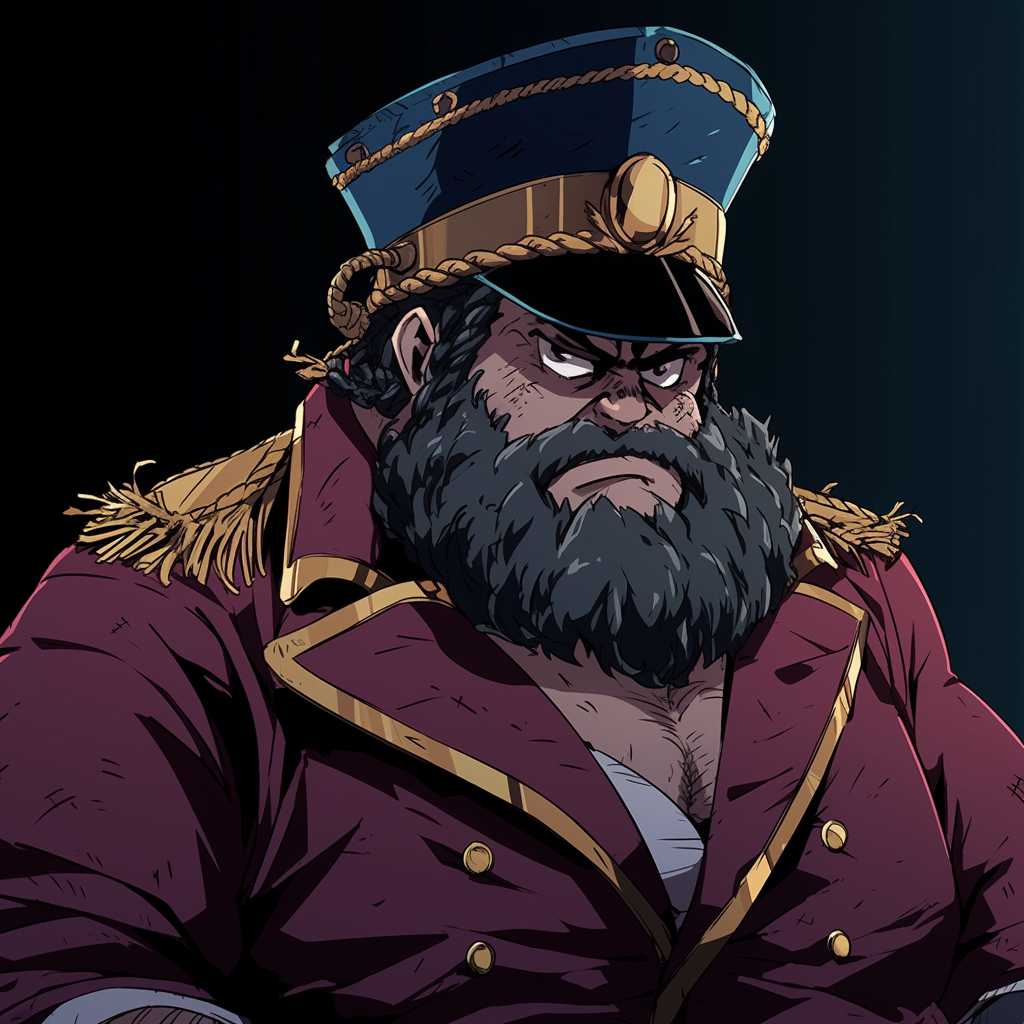 Gruff cowboy dwarf one piece marine captain pirate punk