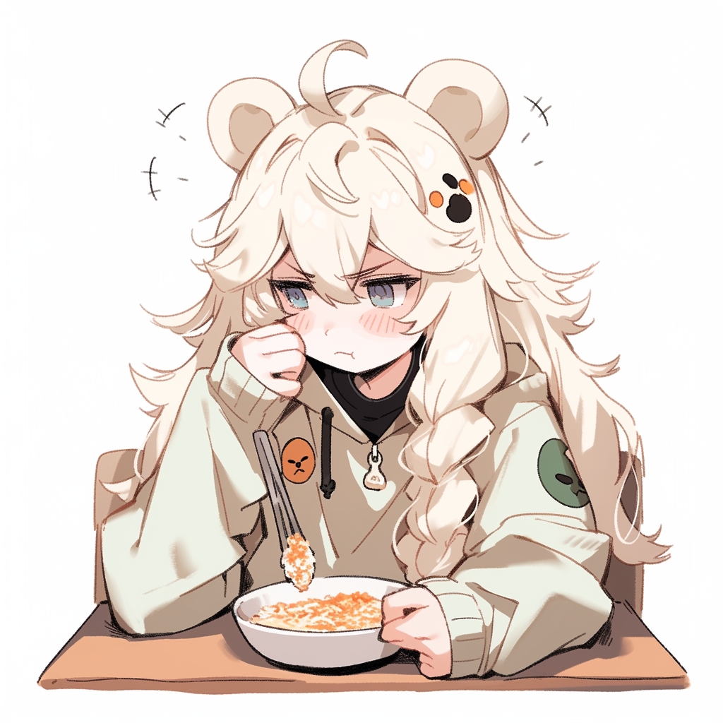 Grumpy koala girl refusing to eat breakfast