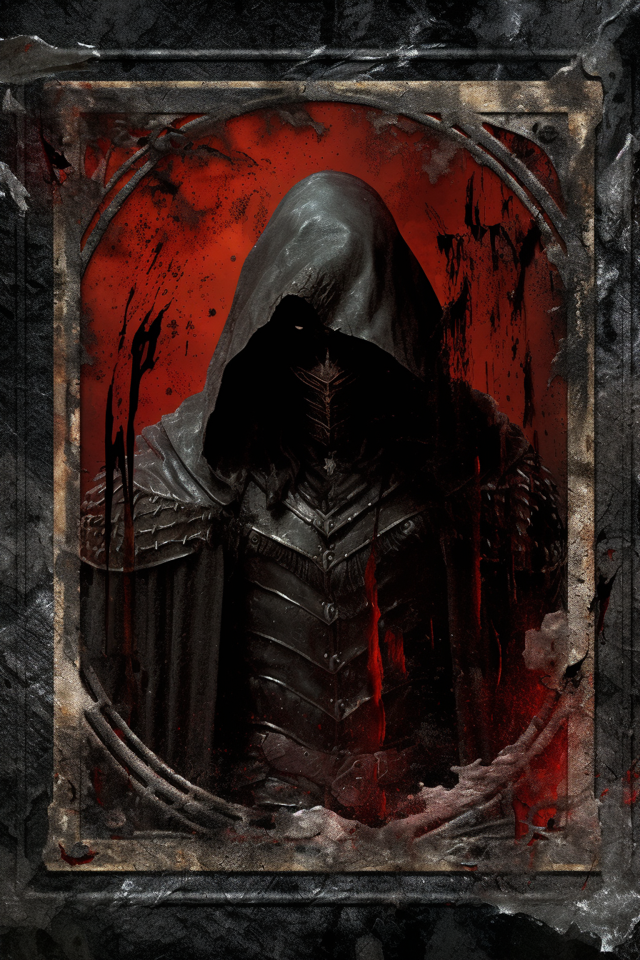 Dark fantasy character's special power card design