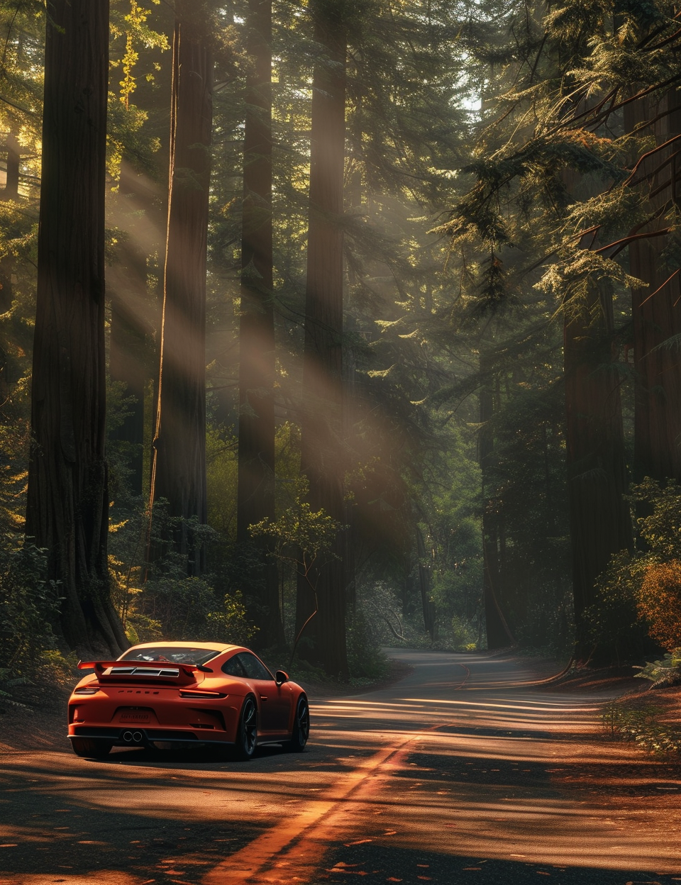 911 GT3 driving in forest California