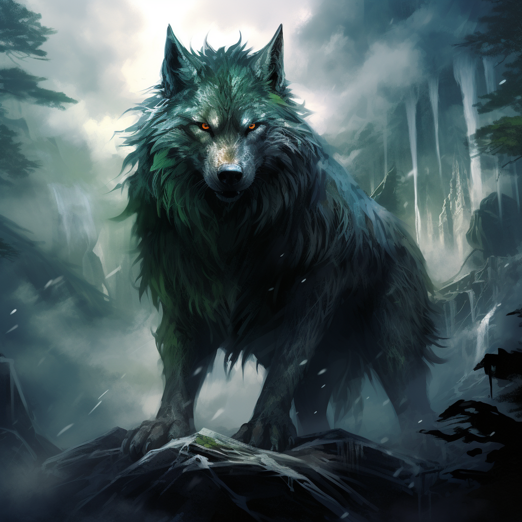 Magnificent Guardian Wolf Protecting with Magic