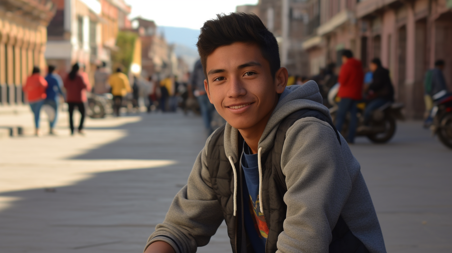 Cute Guatemalan Boy Smiling in Town Square