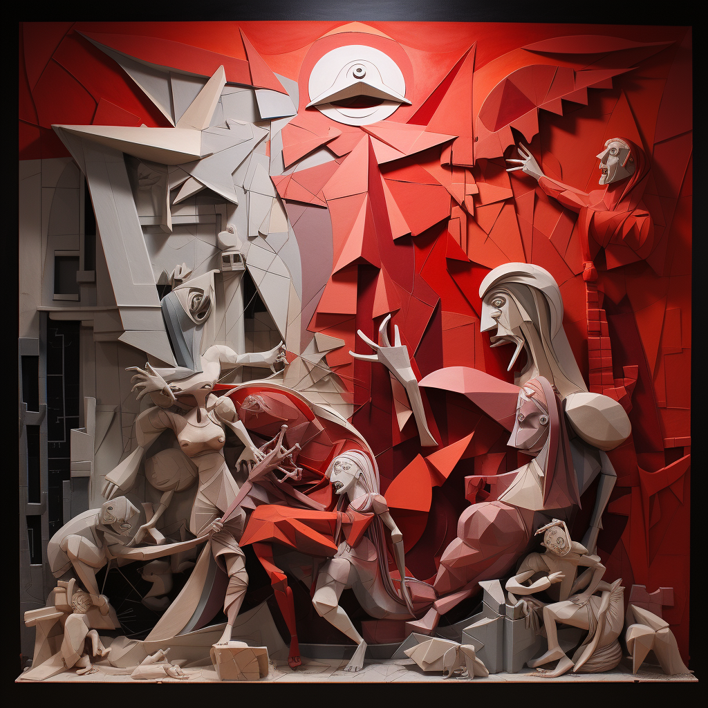 Red shades of Guernica artwork