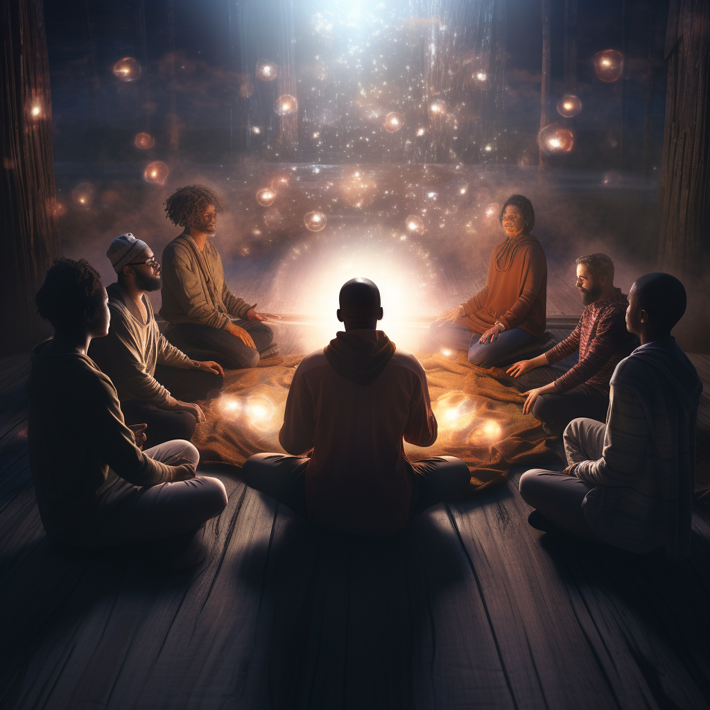 Group meditation session with guidance