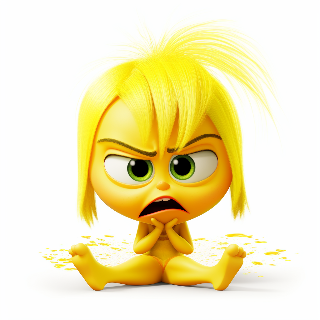 Yellow guilt expression avatar in Pixar's Inside-Out style