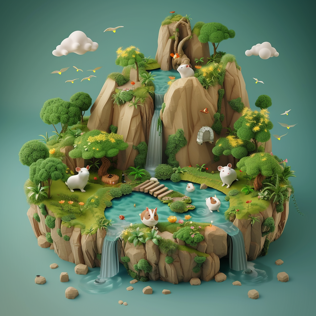 Guinea Pigs Paradise Island 3D Model