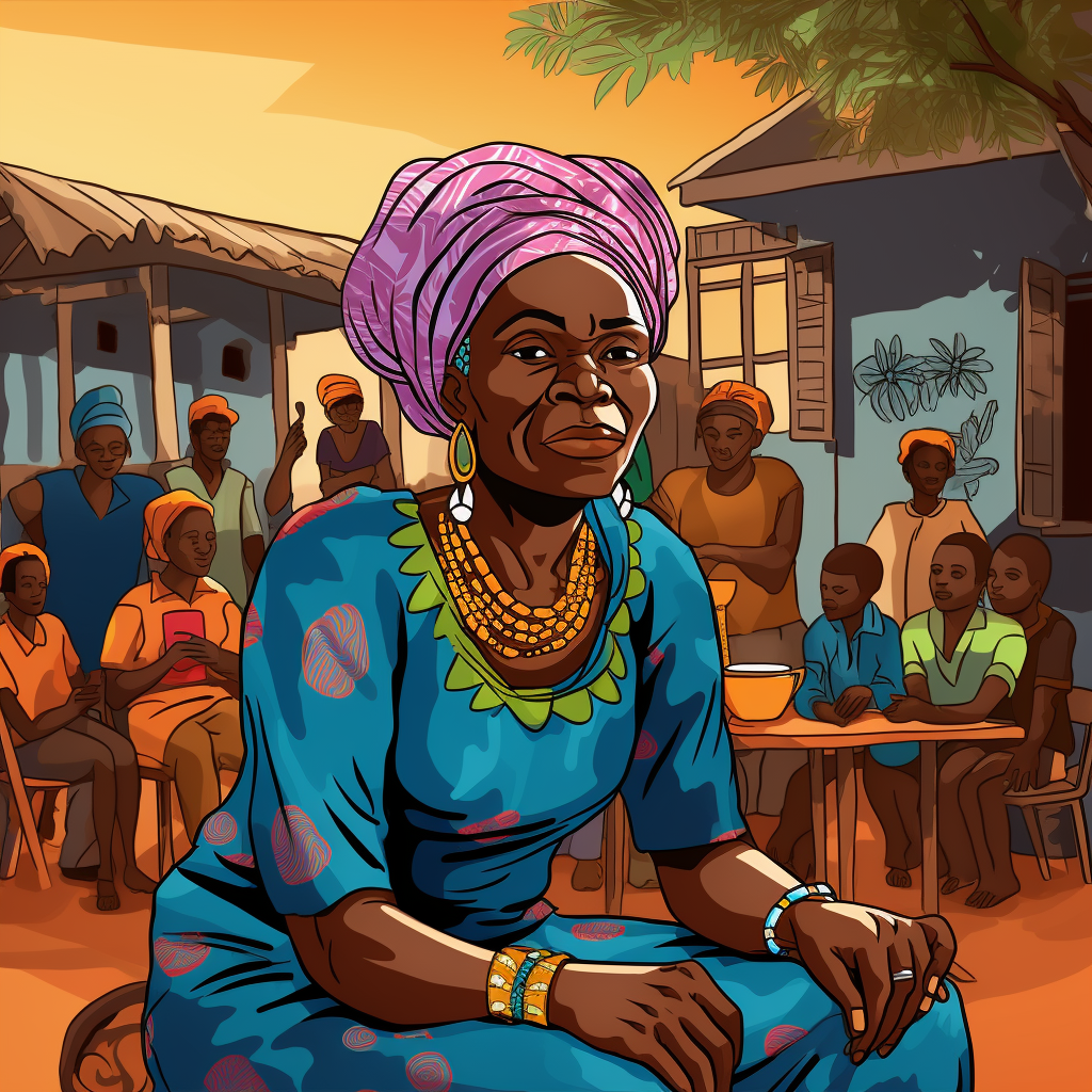 Guinean grandmother at village party