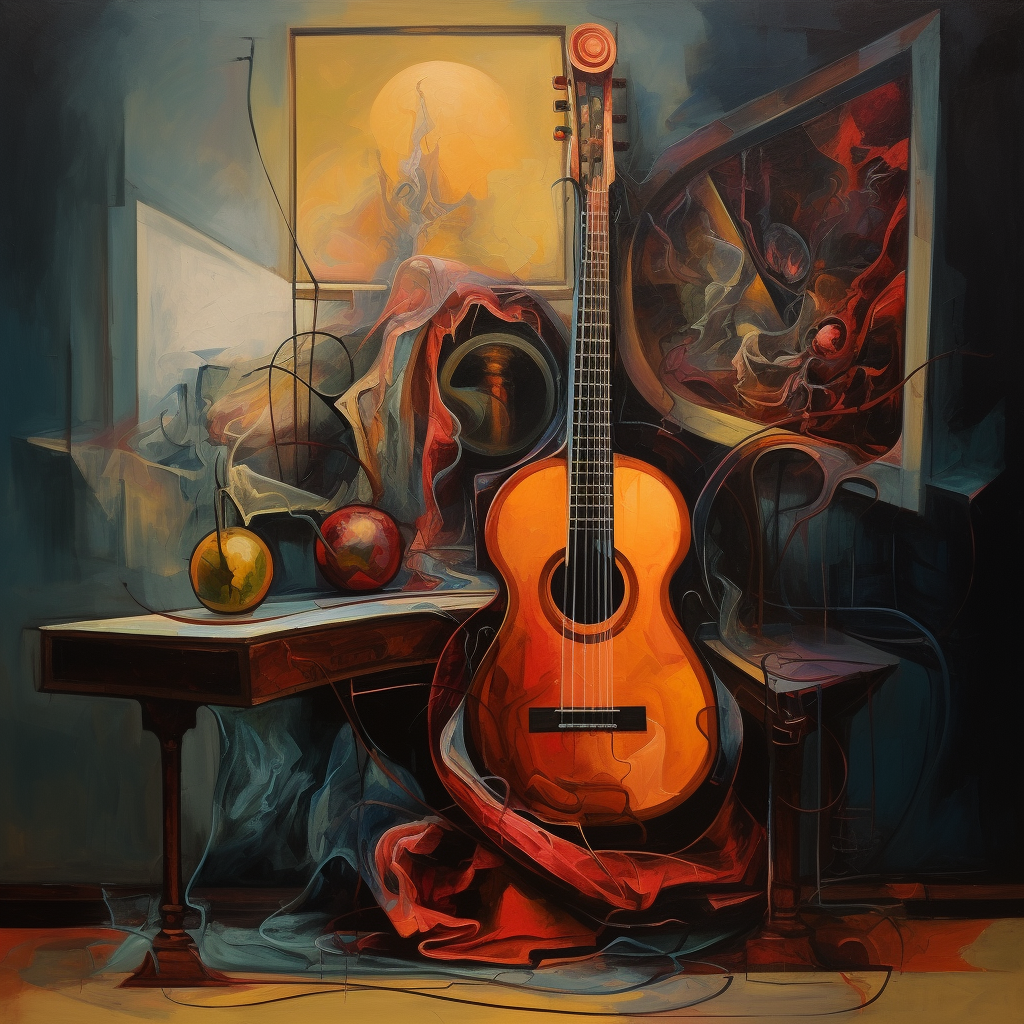 Mind and Guitar Oil Painting