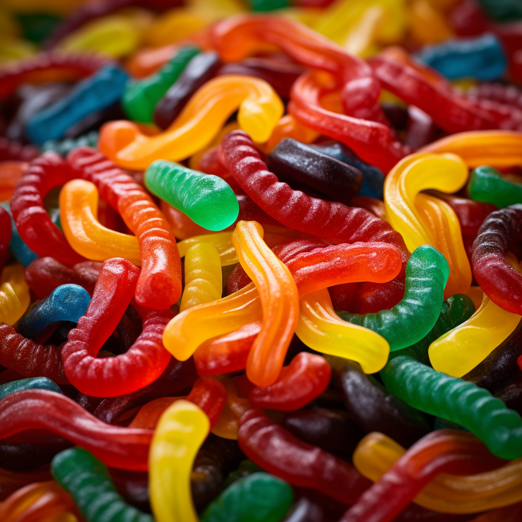 Colorful Gummy Worms Candy