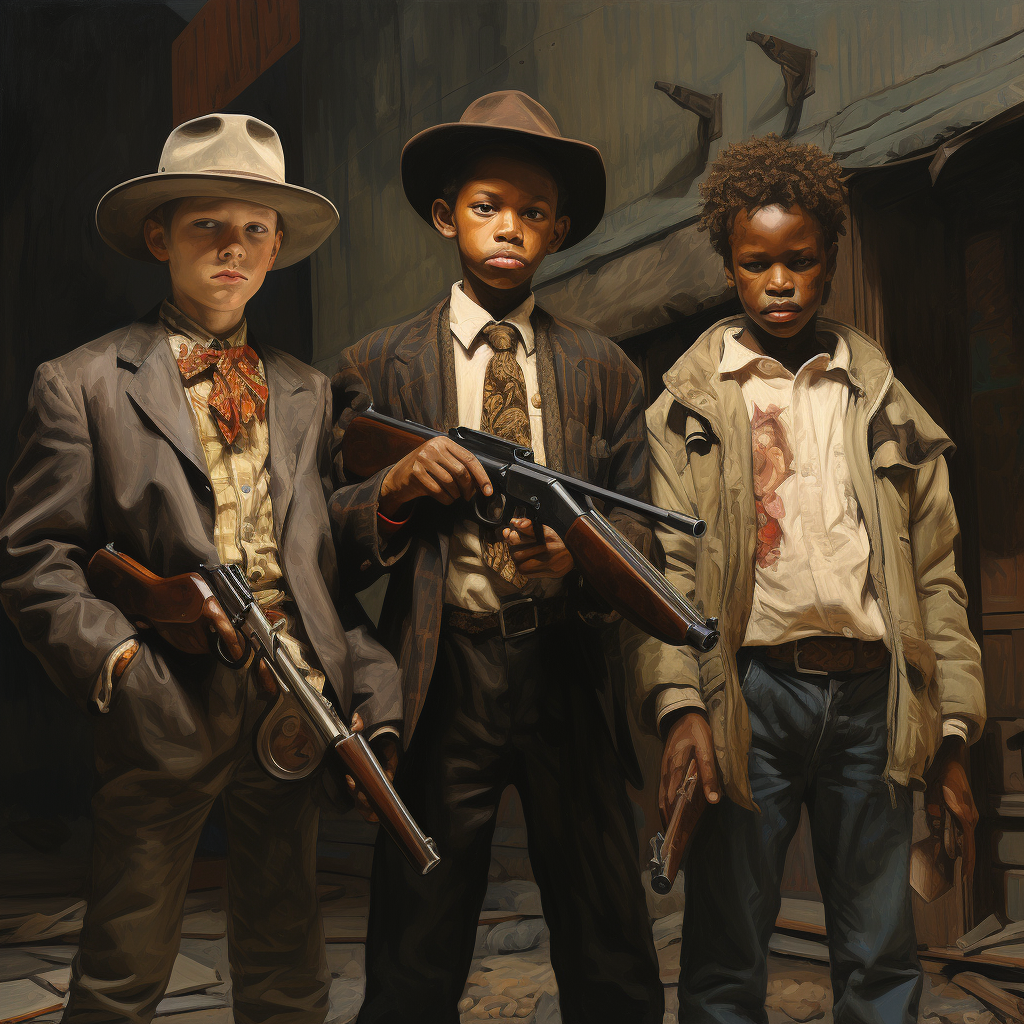 Group of Boys Holding Guns