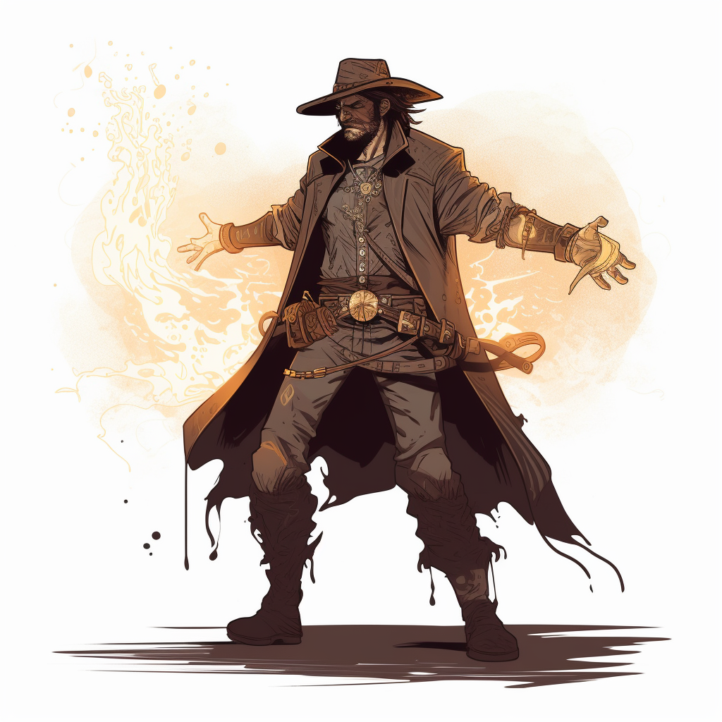 Fantasy Gunslinger with Glowing Magic Runes