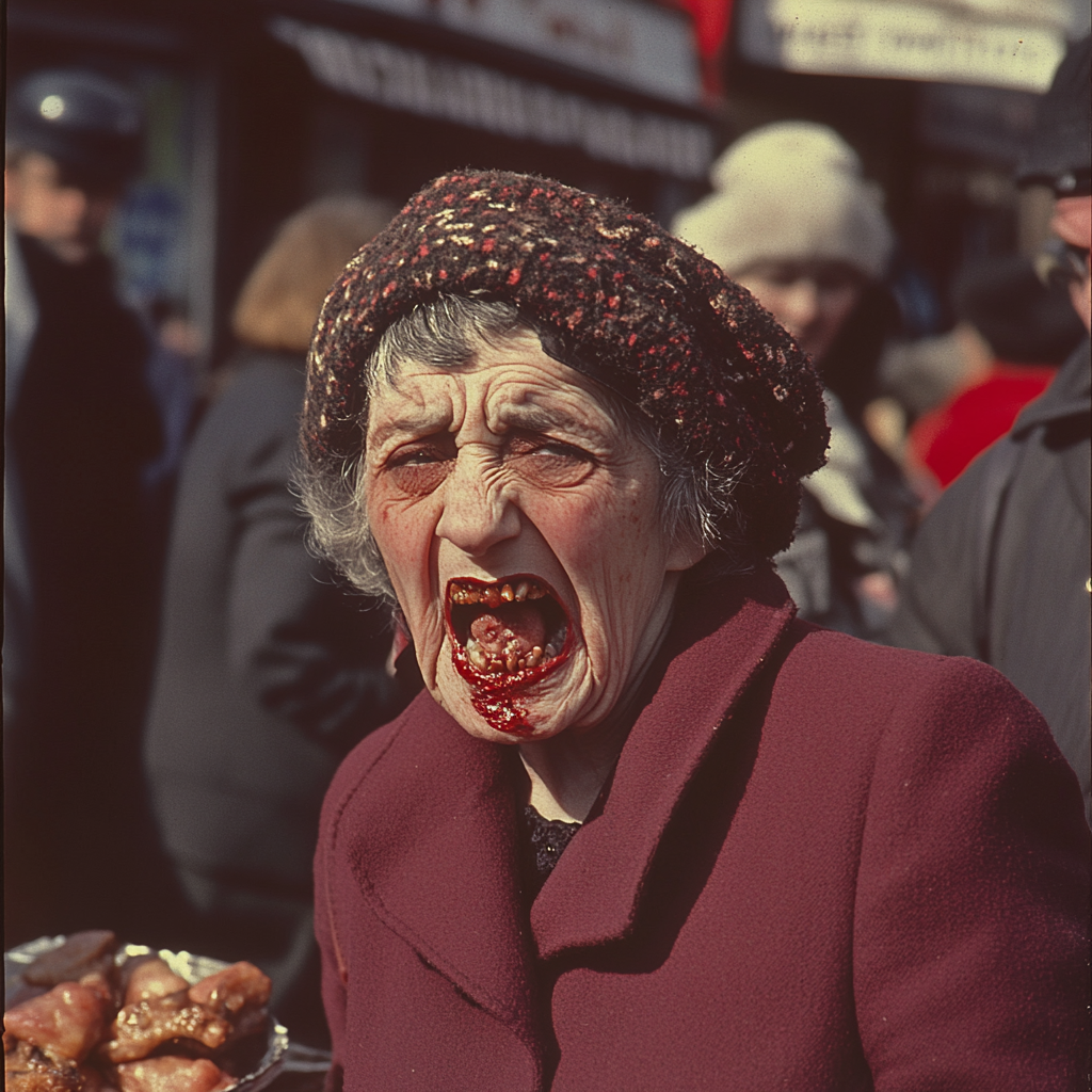 Older Woman Gurning Portobello Market