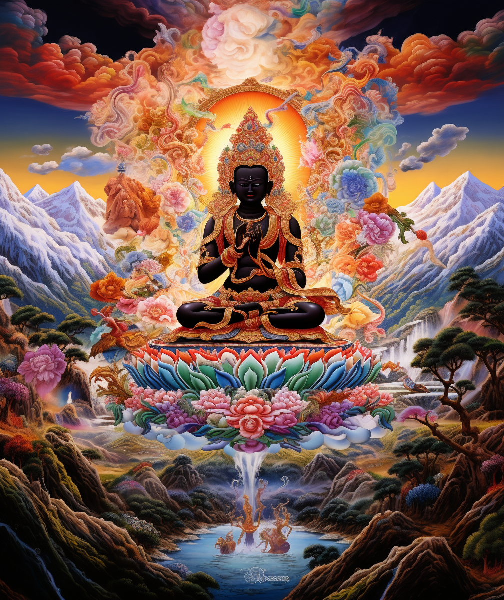 Guru Padmasambhava landscape meditation