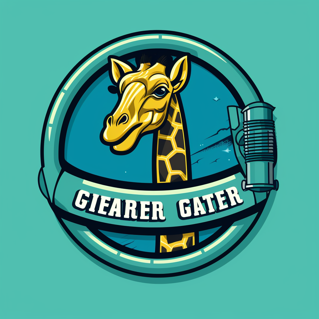 Logo of gutter cleaner with giraffe and sucker machine