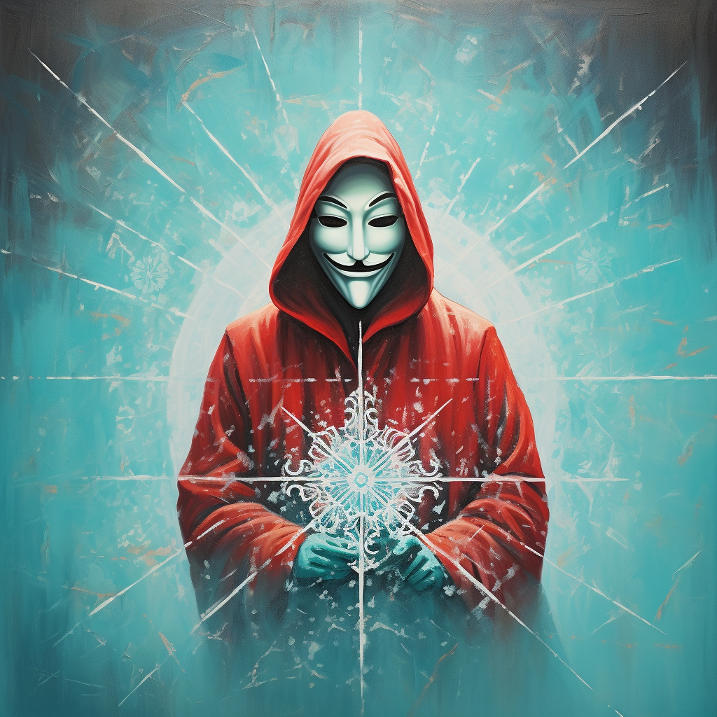 Guy Fawkes in Red Hooded Robe and Anonymous Mask