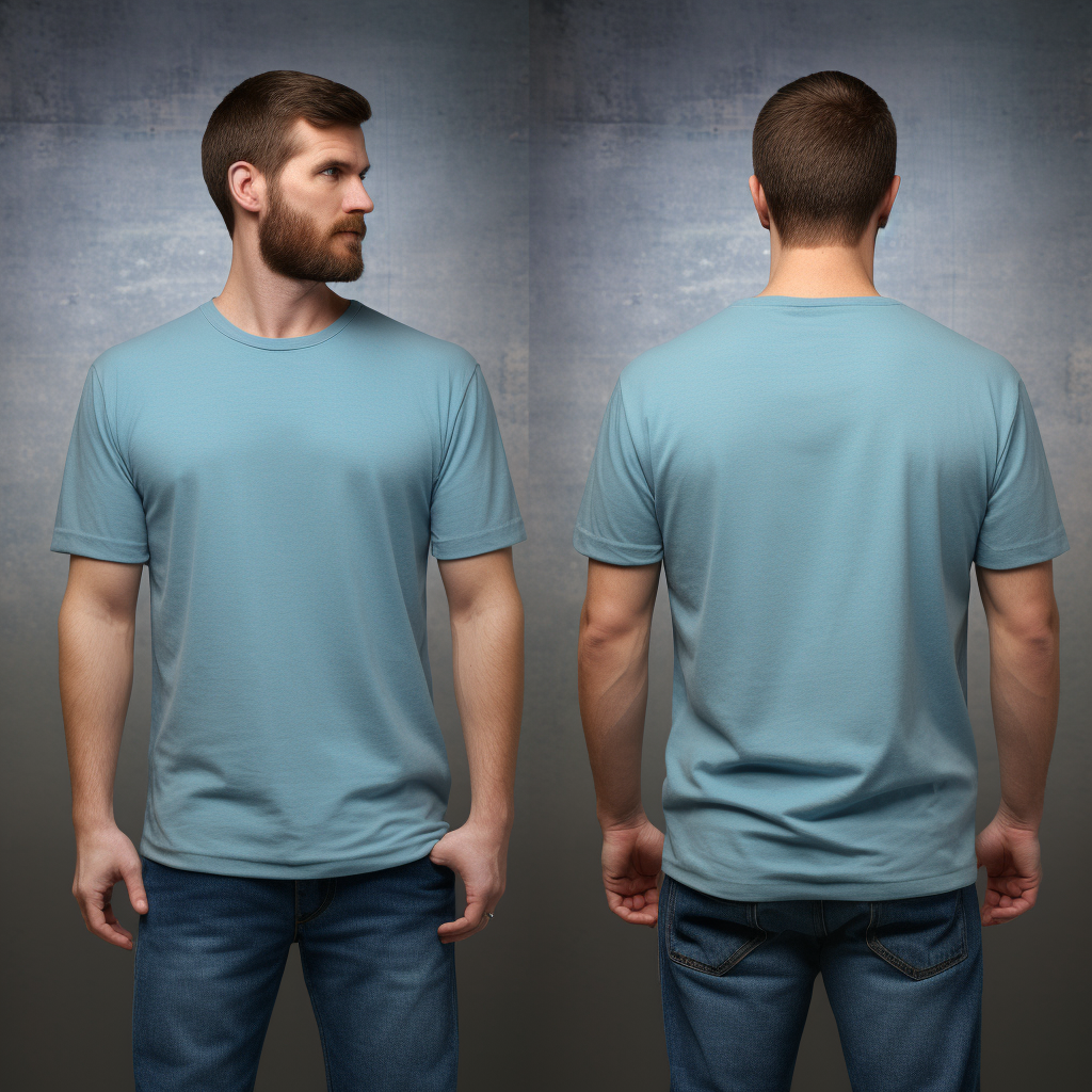 Front and Back View of Stylish Guy in Blue Tee