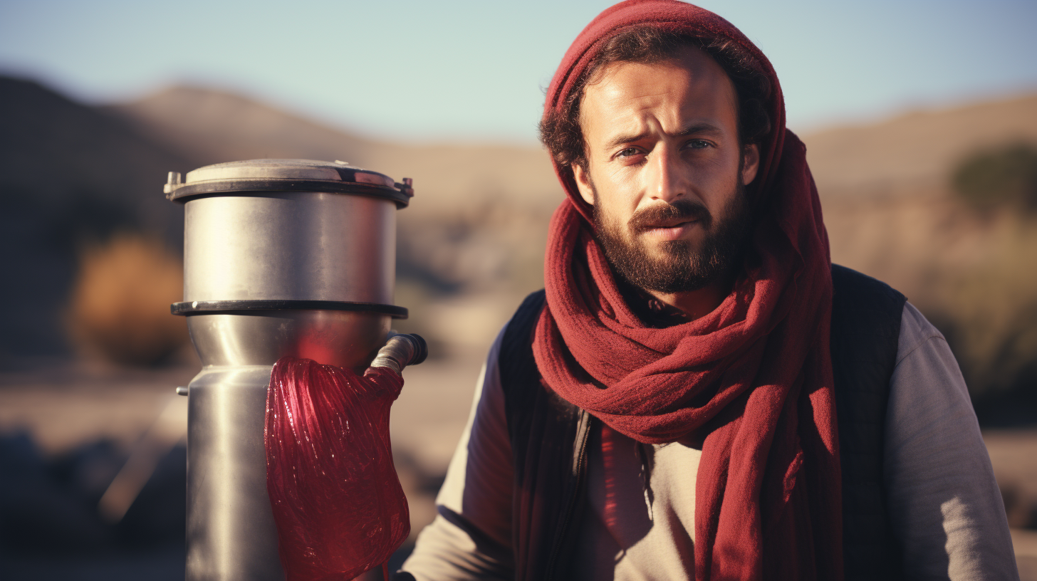 Guy in Red Scarf discovers Clean Water Filtration