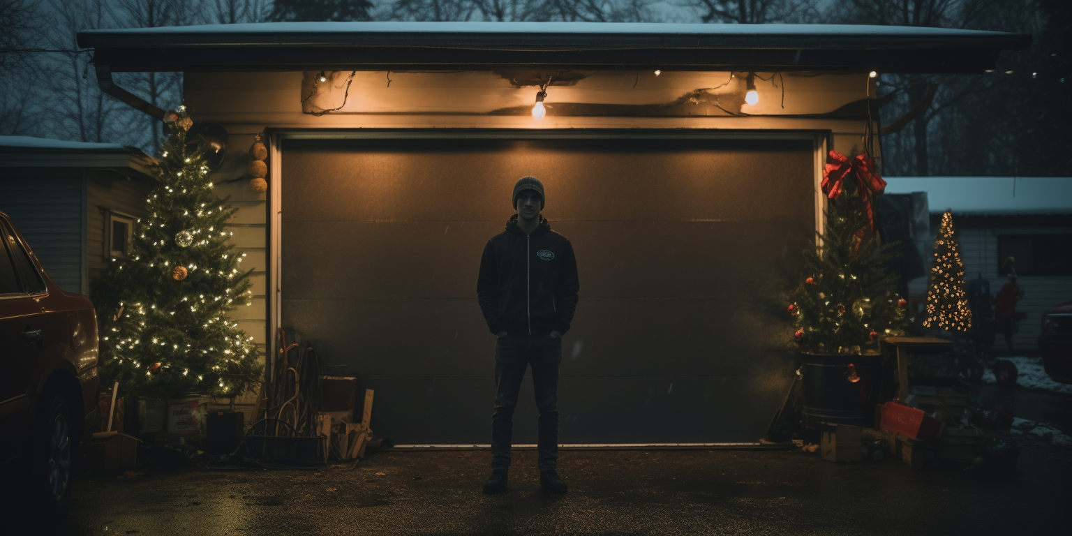 Guy in Christmas Night Vibe Garage