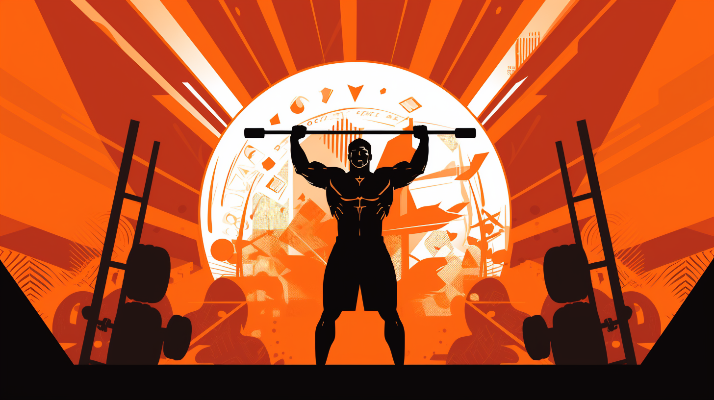 Illustration of gym background with propaganda iconography