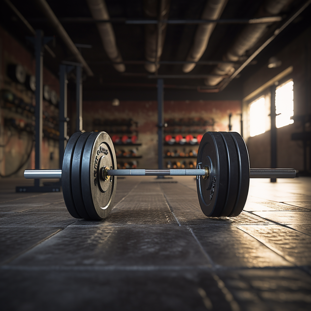 Barbell on gym floor