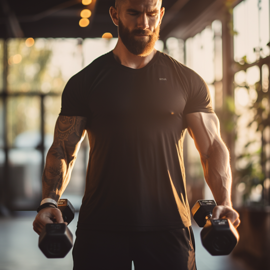 Man with Dumbbells in Gym