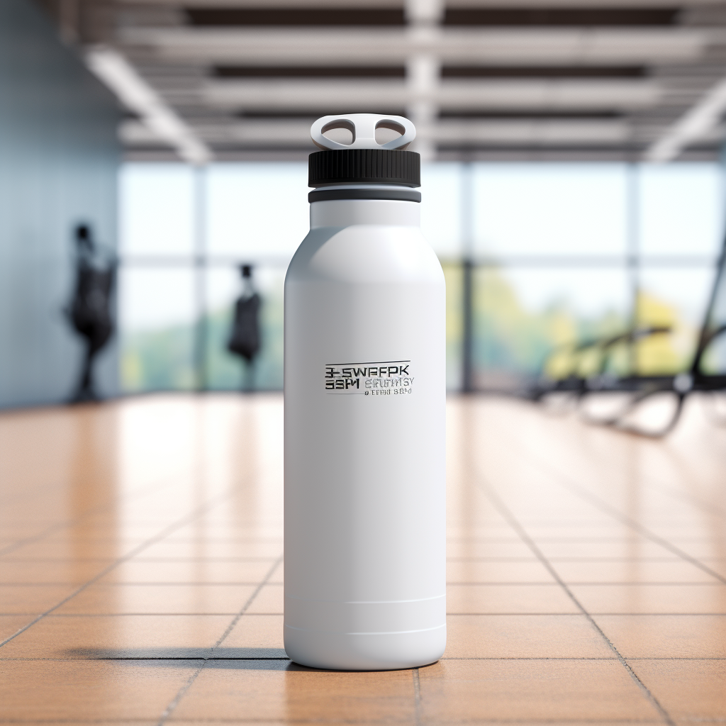 White gym water bottle with lid