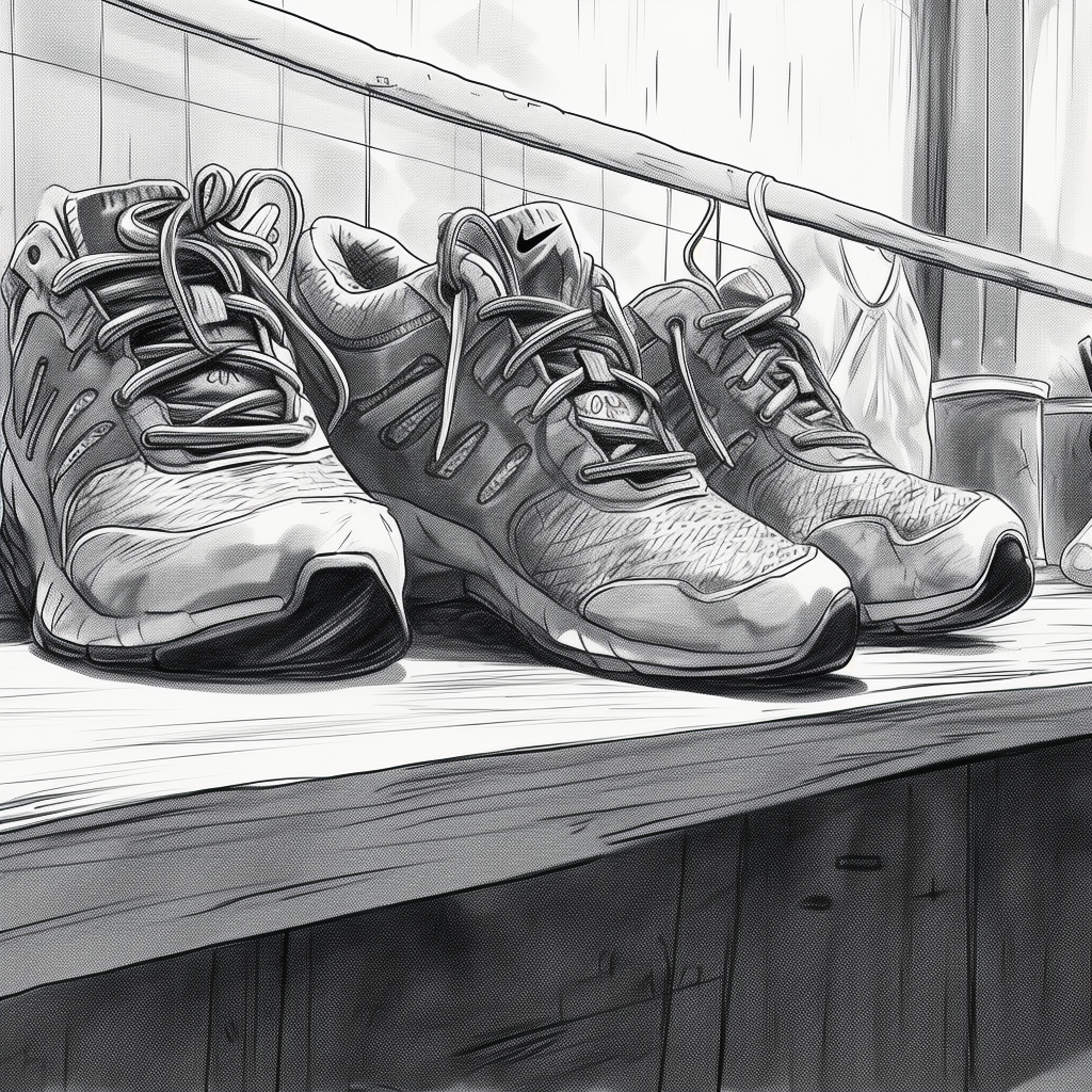 Close-up sketch of gym shoes