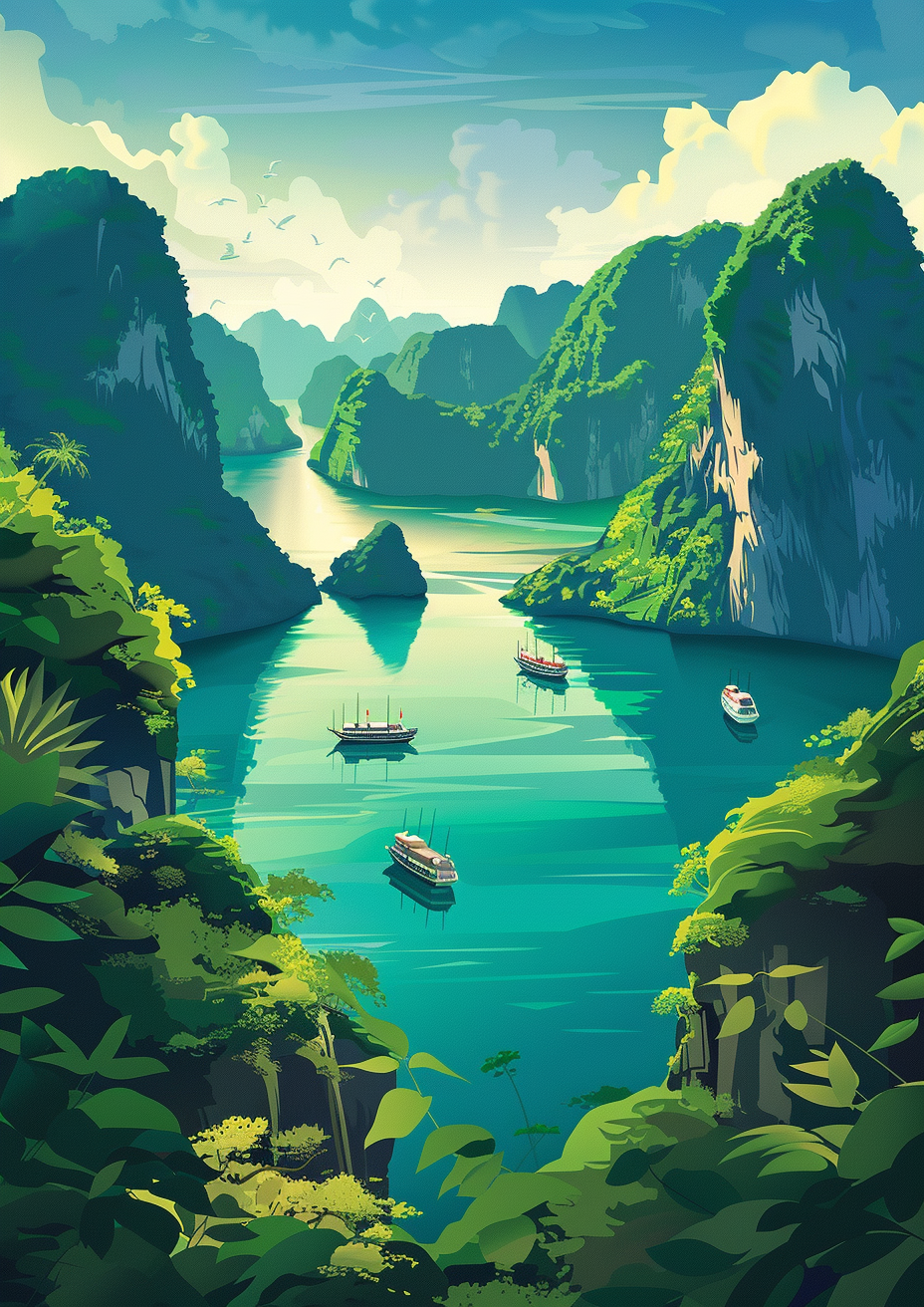 Modern Ha Long Bay Illustration