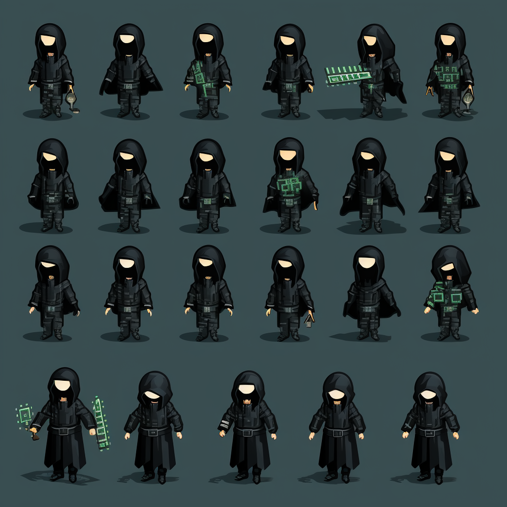 8bit hacker character sprite sheet