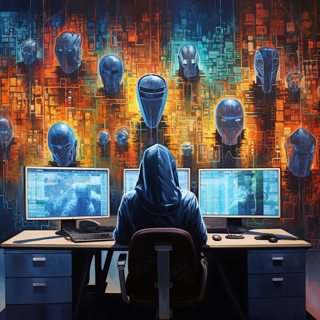 Famous hacker paintings on wall