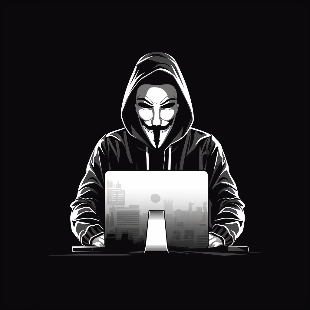 Hacker in Anonymous Mask Controlling Computers