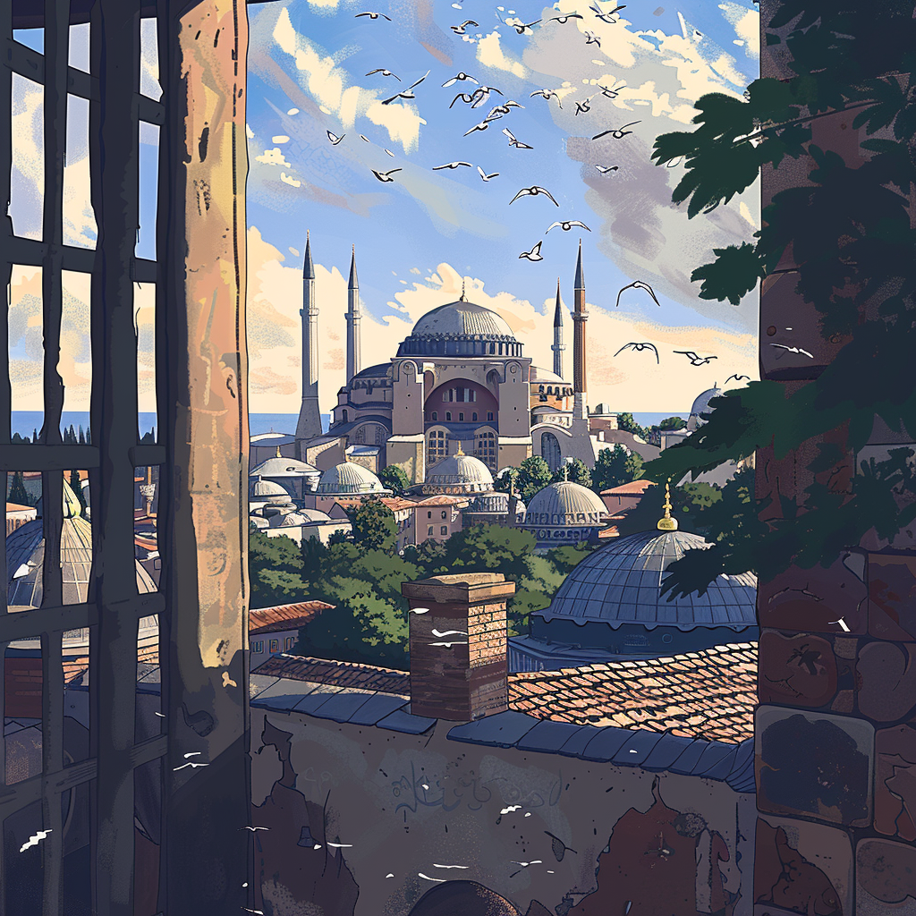 Hagia Sophia high facade illustration