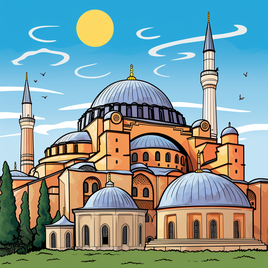 Beautiful Hagia Sophia Turkey Coloring Page