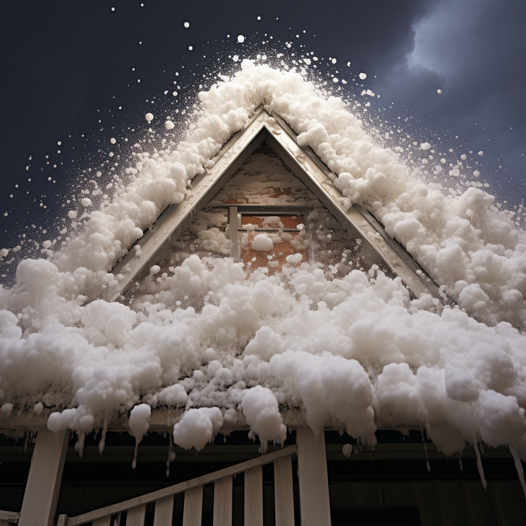 Hail hitting shingled roof