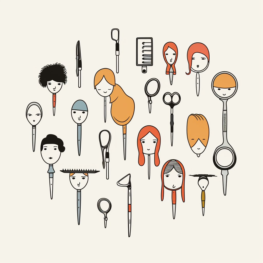 Hairdressing Tools Minimalist Vector Illustration