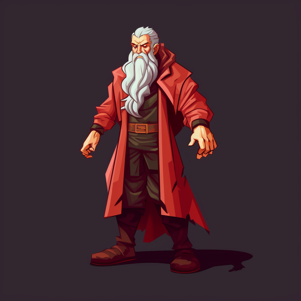 Hairless Man RPG Character with Long White Beard