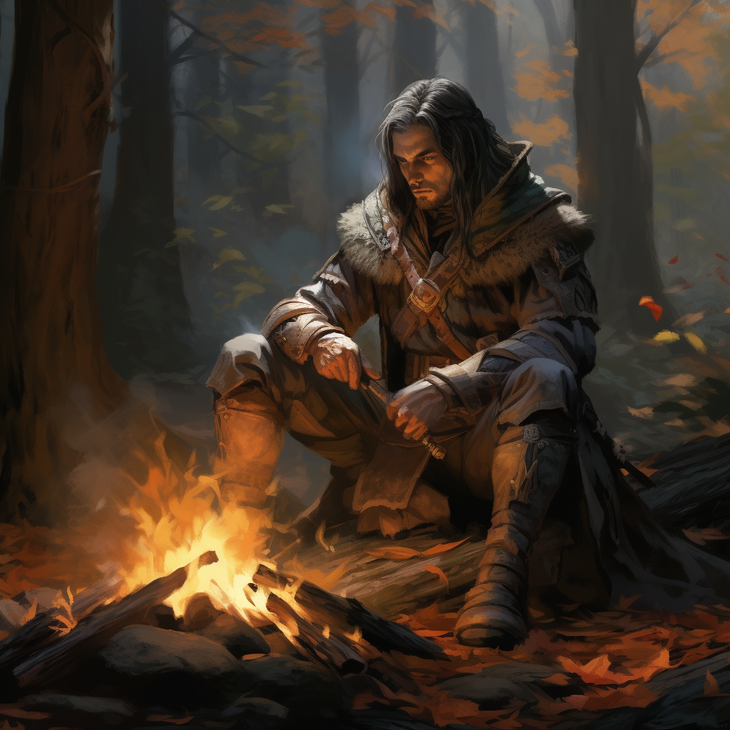 Half Elf Hunter Cooking in Forest