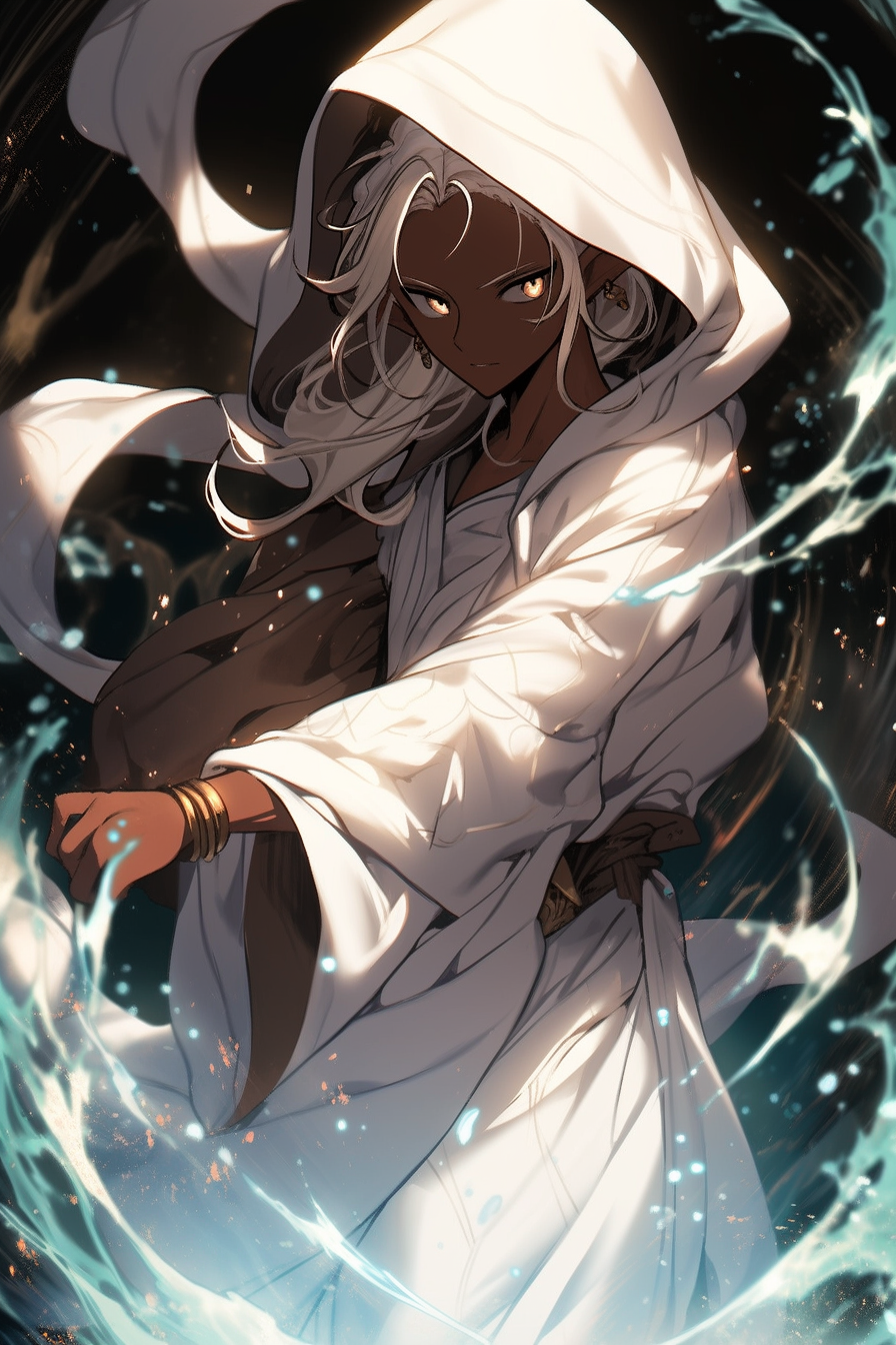 Half-Elven Wizard in Flowing White Robes