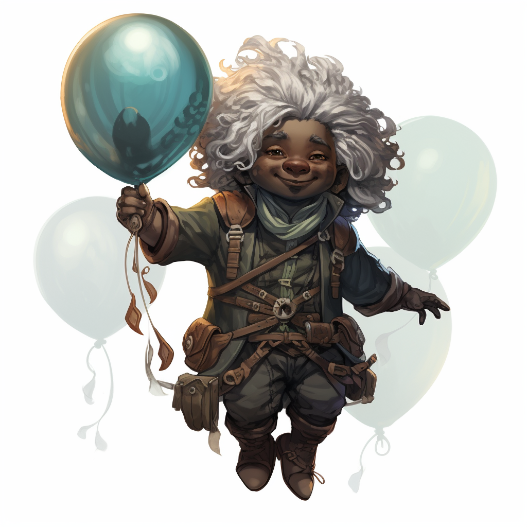 Halfling Druid with Balloon and Silver Hair