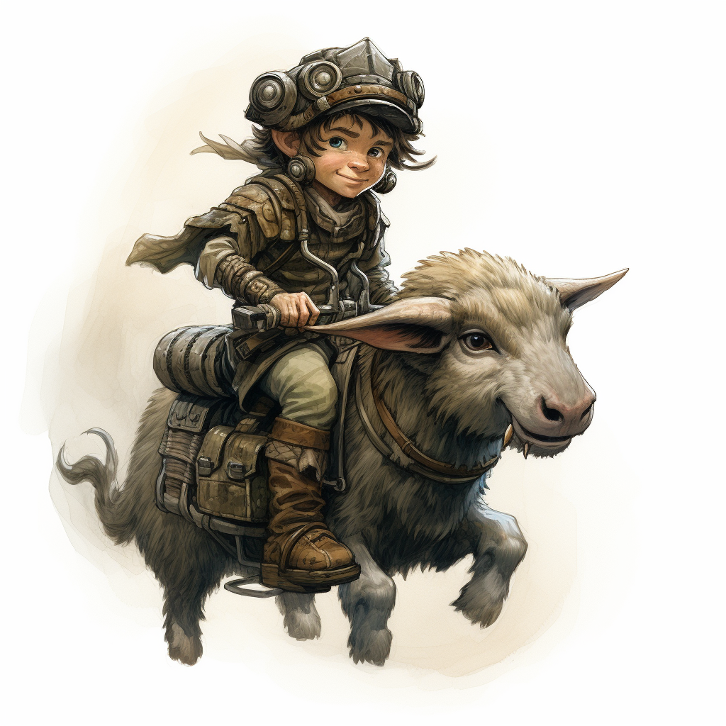 Halfling Ranger Riding Ram with Style