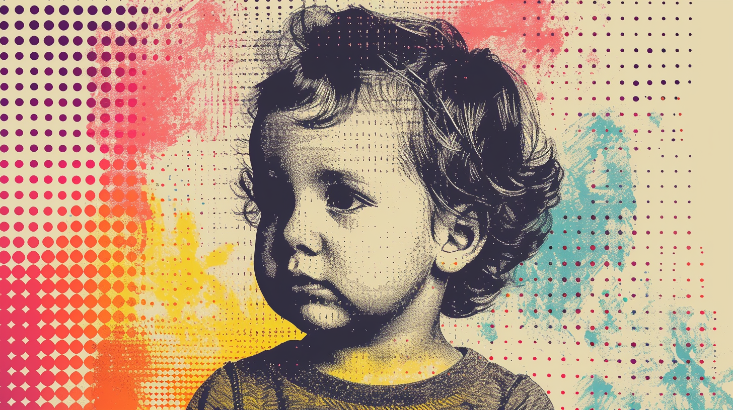 Halftone child print art