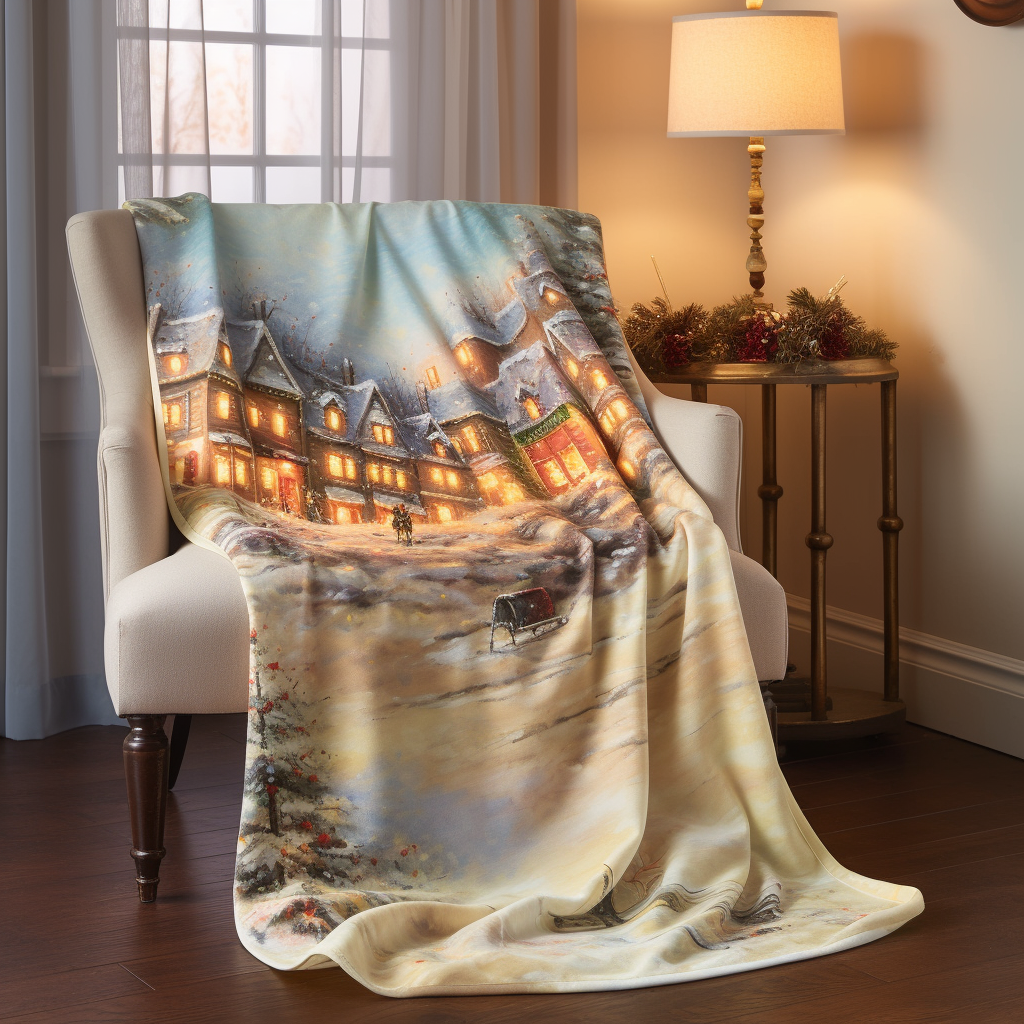 Warm Hallmark snowy village blanket